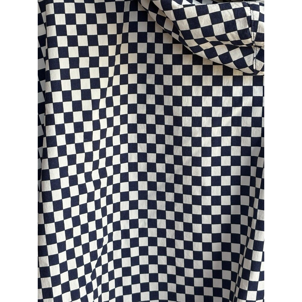 J. Crew NWT Navy White Anorak XL Checkerboard Active Woman Hooded Zipper Jacket - Picture 13 of 13